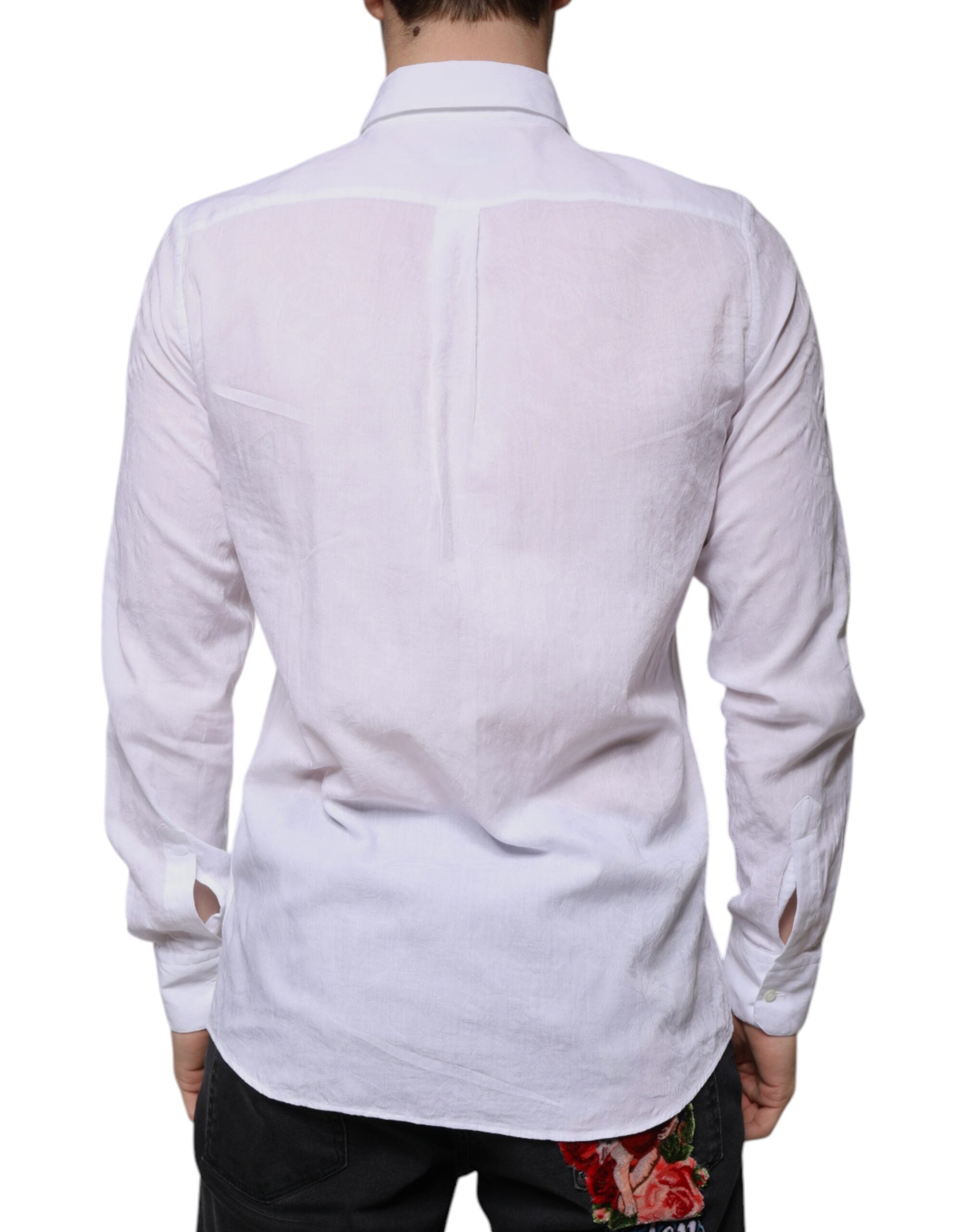 Dolce & Gabbana White Slim Fit Cotton Shirt for Men